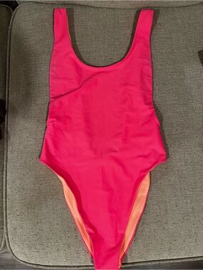 Aerie Hot Pink One-Piece Swimsuit with Peach Lining
